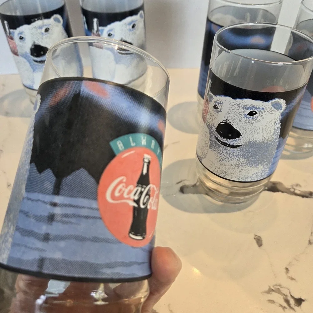 Set‎ of 6 1992 COKE Coca Cola Polar Bear Glasses 16 oz Always Cool Vintage
